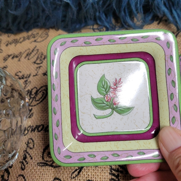 Vintage 3 piece collectable Party lite floral candle dish empty glass top - Picture 7 of 10